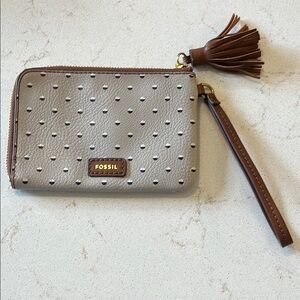 FOSSIL Chic Gray Wristlet with Tassel